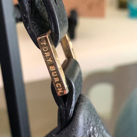 TORY BURCH Hobo Glaze Distressed Soft Black Leather Shoulder Handbag - Picture 4 of 13